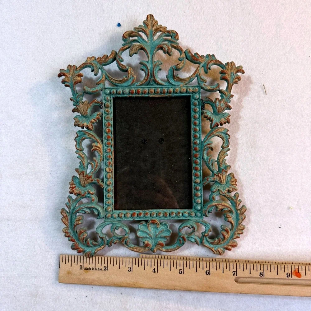 Vintage Ornate Rococo Picture Frame‎ Turquoise Distressed Baroque Shabby Chic